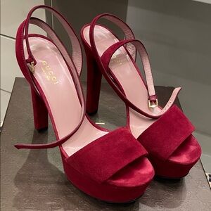 Gucci platforms suede soft burgundy